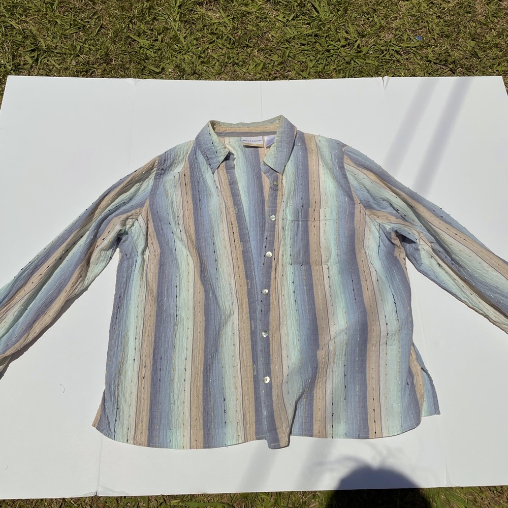 Alfred Dunner Woman 16W Blue WhiteButton Front